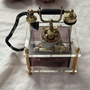 Vintage Style Rotary Phone Musical box with Gold Accents